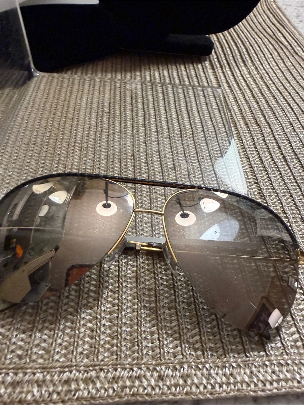 Victoria Beckham VBS90 C45 Aviator Sunglasses 18 Ct Gold Leather 62-13-145